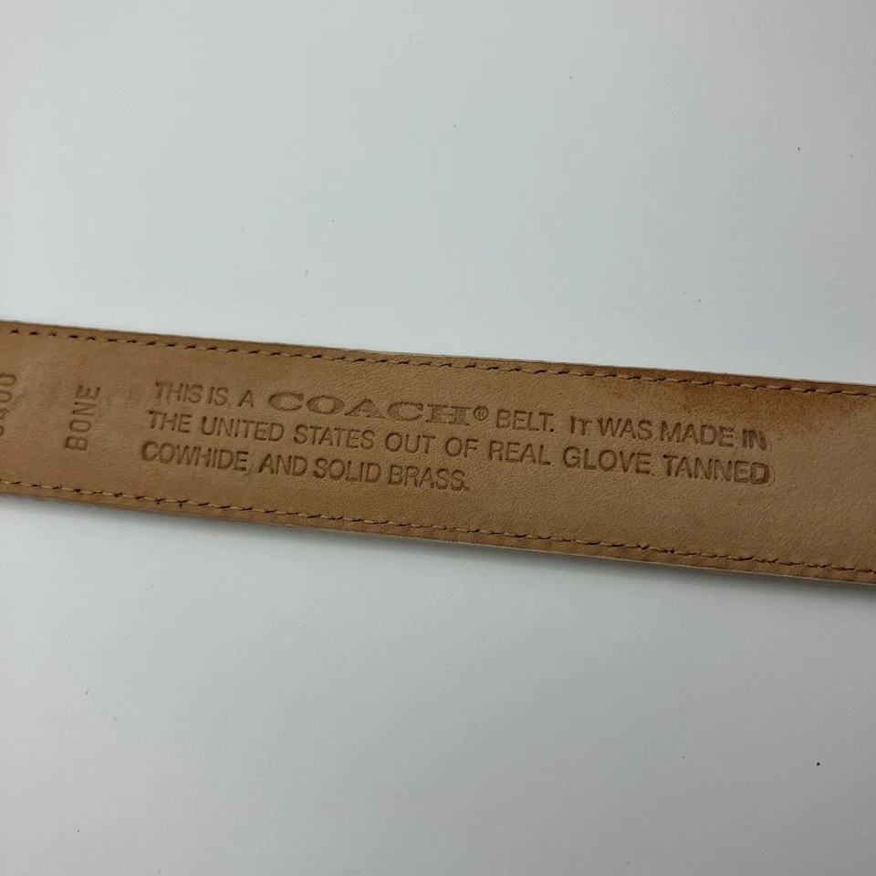 Cinturón Coach para mujer - cuero y latón macizo hueso blanco 26-27" (1 pulgada de ancho) Foto 3 de 4