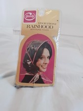 Vintage 1970s Goody Plastic Rainhood Rain Bonnet, visor front, with purse pouch