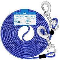 Tie Out Cable, 15/25/40/50 FT Runner Cable with Swivel Hook,Dog Leash Run Tet...