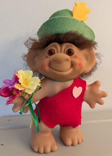 Vintage Dam Troll 1977 6 Zoll "Courting Caveman" Made In Denmark Head Turns