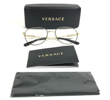 Versace Eyeglasses Frames MOD.1282-D 1433 Black Gold Round Asian Fit 53-19-145