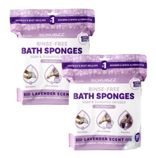 Scrubzz 50 Disposable Rinse-Free Sponges Lavender Scent – No Water Bath Wipes fo