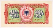 1957 Albania 10 Leke 244478 Paper Money Banknotes Currency