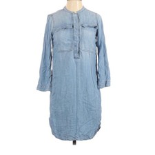 J Crew Chambray Shirt Dress Womens XXS Coastal Cowboy Mini Blue Casual Western