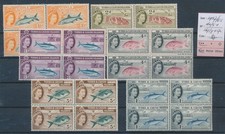 ML06927 Turks & Caicos 1957 fish sealife blocks of 4 MNH