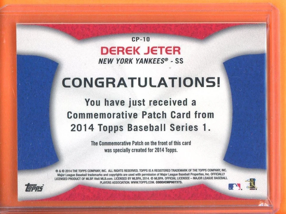 Derek Jeter Commemorative Patches 2014 Topps #CP-10 - Image 2 of 2