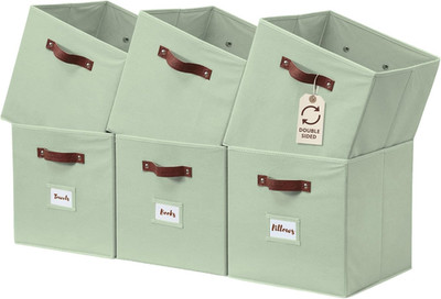 DECOMOMO Storage Bins, Cube Storage Bin with Labels, Fabric Storage Cubes for Sh