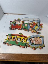 Disney Circus Train Casey Jr Wall Hanging Mickey Mouse Goofy Dumbo 1950s