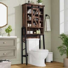 Over The Toilet Storage Cabinet with Sliding Barn Door, Over Toilet Bathroom ...