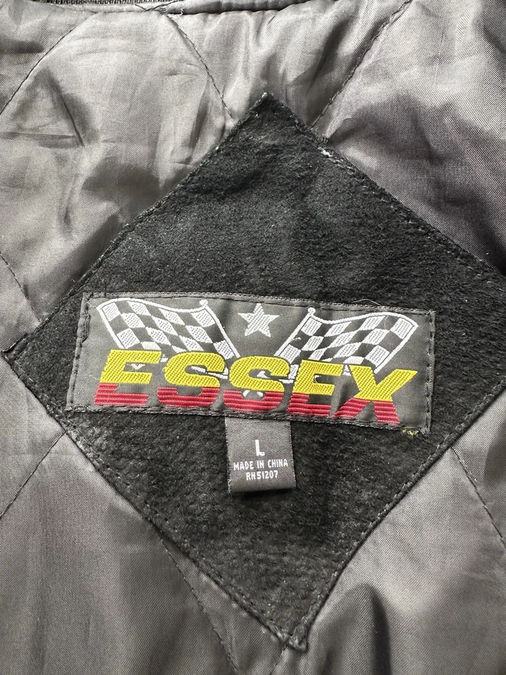 Jaqueta masculina vintage anos 90 Ford Racing NASCAR L Essex couro camurça acolchoado forrado - Imagem 3 de 4