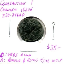 Roman- Constantine I (The Great) commemorative issue - Romulus, Remus, She-Wolf!