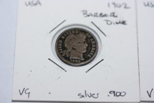 US Barber Dime - 1902 - VG - .900 Silver
