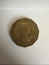 1954 Queen Elizabeth II Brass Threepence (3d) coin. See photos for condition.