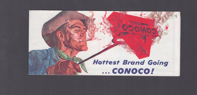 1963 Conoco United States Trancontinental  Road Map Hottest Brand Going Cowboy