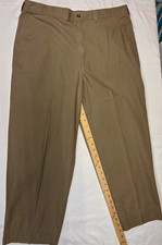 Vintage Hagar Casuals Brown Solid Cotton Flat Front Pants 36x29 Made in USA