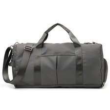 Sports Gym Duffel Bag Waterproof Weekender Travel Shoes Compartment Grey Yoga