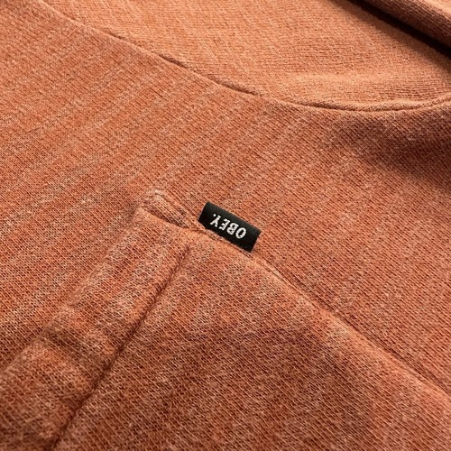 Obey Striped Orange Pocket Crew Neck Sweatshirt Medium Y2K VTG EUC Skate - Picture 7 of 19