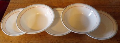 Corelle Country Corn Flowers  Bowls soup cereal red blue rings set of 5   used