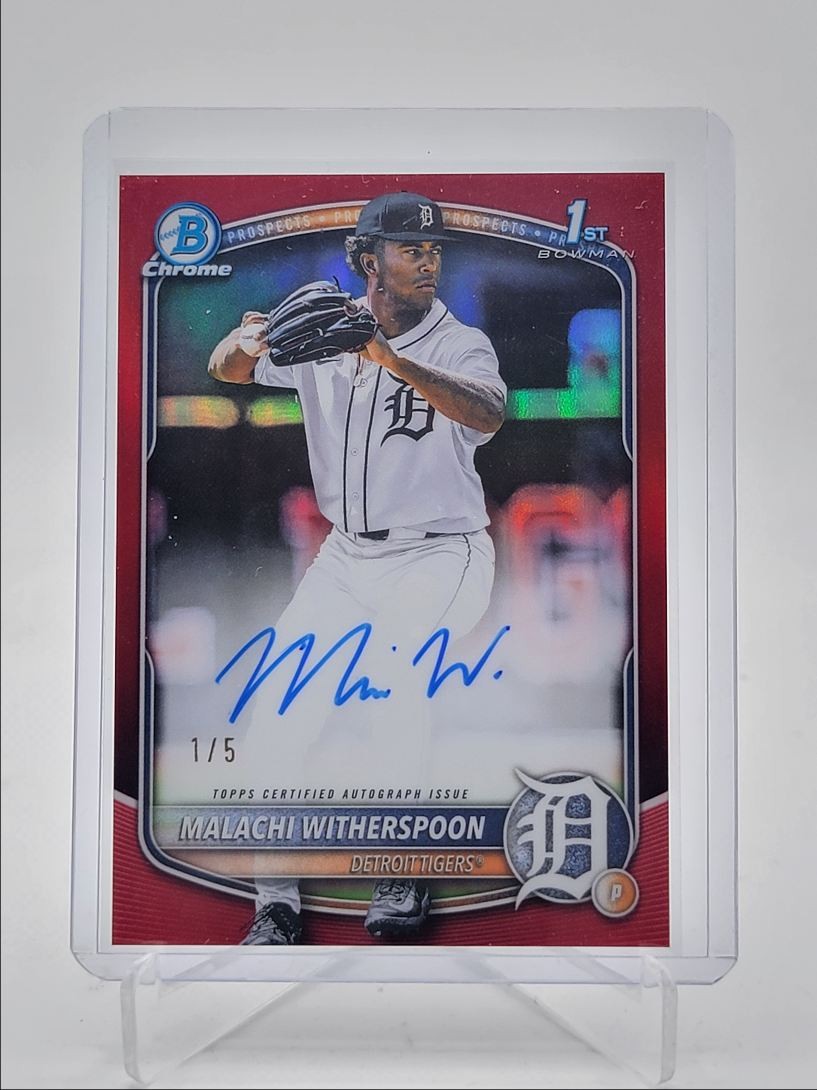 MALACHI WITHERSPOON 2025 BOWMAN CHROME DRAFT 1ST RED REFRACTOR AUTO 1/5 Q5672