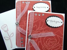 LOT 2 Handmade HAPPY BIRTHDAY  THANK YOU Cards Using STAMPIN UP Embossed