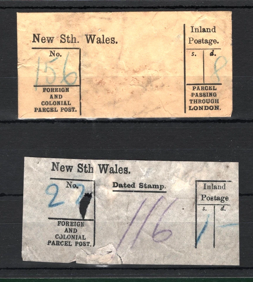 GB Australia *NEW SOUTH WALES* Foreign & Colonial PARCEL POST LABELS{2} SS3210 - Image 2 of 4