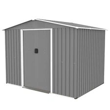 Outdoor Tool Storage Shed 8x6 FT with Metal Foundation & Lockable Doors for Lawn