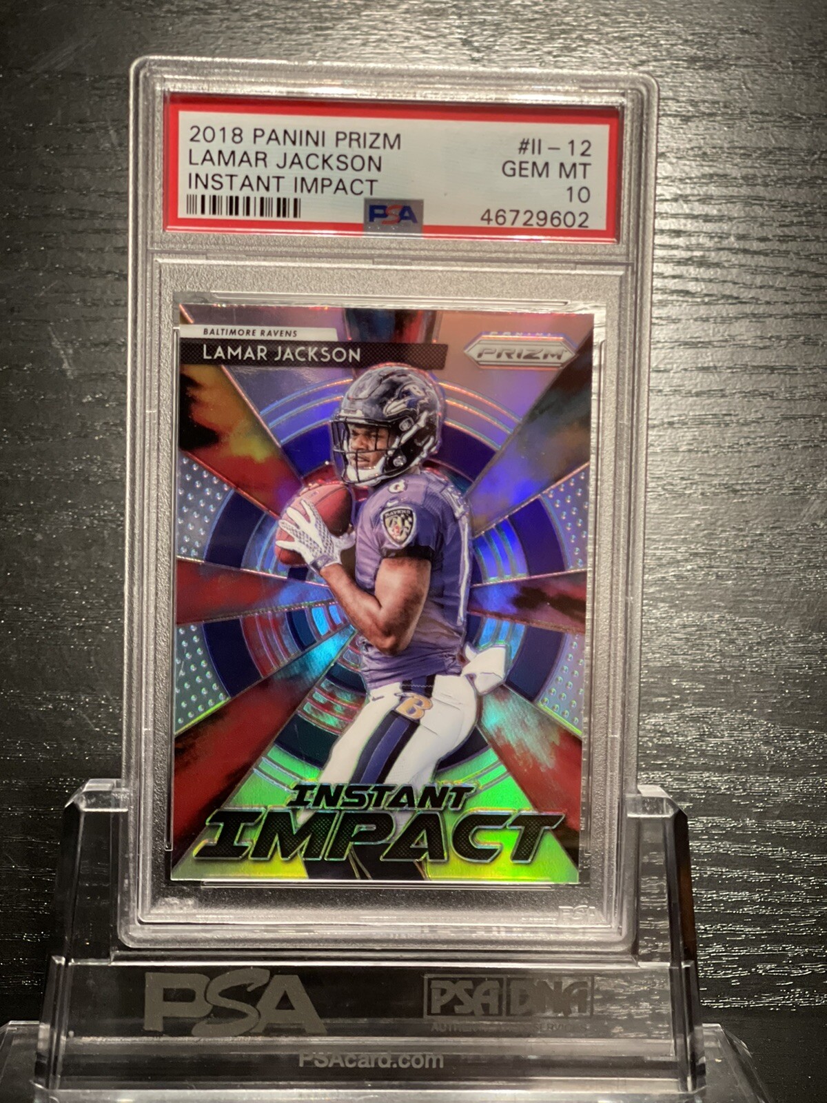 2018 PANINI PRIZM LAMAR JACKSON #II-12 INSTANT IMPACT ROOKIE RC PSA 10 GEM MT