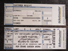 UFC 49 Randy Couture vs Vitor Belfort Signed Auto - Full Ticket Stub + Receipt