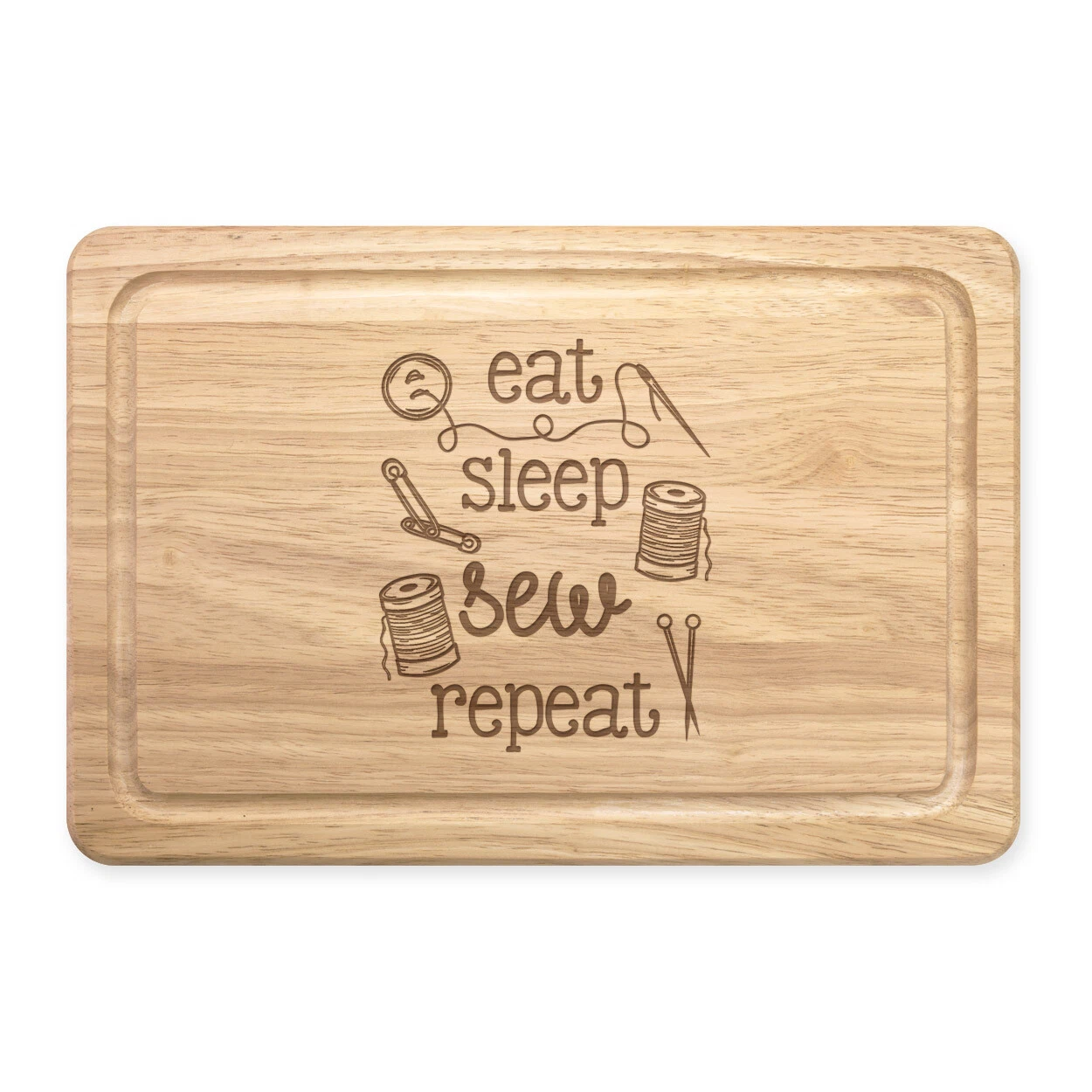 Eat Sleep Sew Repeat Rectangular Chopping Board Mum Girlfriend Sewing Best