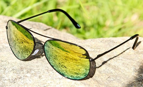 Large Big Black Metal Aviator Flash Mirror Lens Chick Fashion Sunglasses 3480 IT - Picture 5 of 9