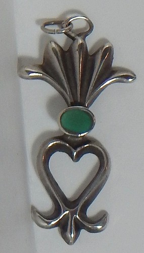 VINTAGE INDIANER STERLINGSILBER ANHÄNGER TÜRKIS - Bild 1 von 2