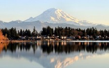 Landscape mount rainier mountains nature washington Custom Gaming Mat Desk