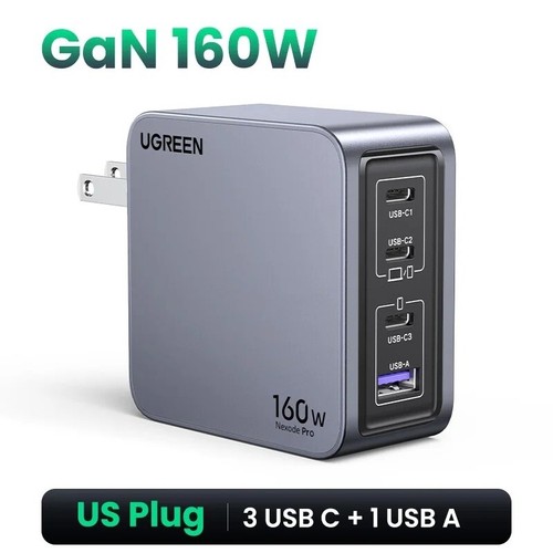 Cargador rápido UGREEN 160W GaN Nexode Pro PD3.1 USB C QC4.0 para Macbook iPhone 15 - Imagen 9 de 12
