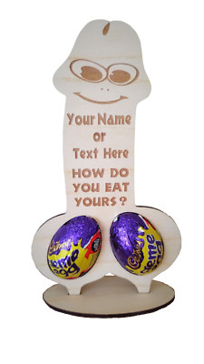 Personalisierter Willy Creme Ei Schokoladenhalter lustiger Witz Ostern schneller Versand