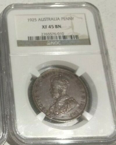 1925 Australian Penny NGC graded XF45 Key Date Second lowest minted Penny - Picture 1 of 4