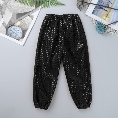 Girls Sequins Dance Crop Top Pants Set Hip Hop Jazz Disco Performance Costume - Picture 10 of 63