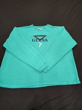 Vintage 90  s Guess Jeans USA Women  s Green Crewneck Sweatshirt Size OSFA