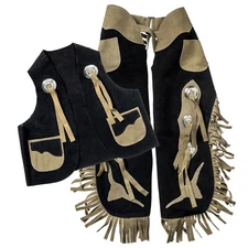 Tough1 Kid's Vest & Chap Set w/ Longhorns