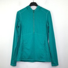 REI Women's Medium Jacket Green Lightweight Pocket Front Hooded 1/2 Zip AC12