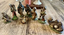 VINTAGE CHRISTMAS NATIVITY MANGER SCENE FIGURINES Set of 8 ITALY