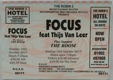 FOCUS CONCERT TICKET 2017 UK TOUR LIVE AT ROBIN 2 WOLVERHAMPTON THIJS VAN LEER