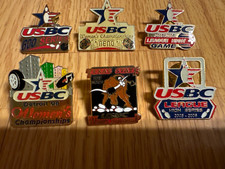 LOT OF 6 USBC Series Championship Bowling Pins Including Texas Reno Detroit