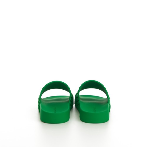 BOTTEGA VENETA 520$ Slide Sandals - Parakeet Green, Geometric Rubber - 第 7/11 張圖片