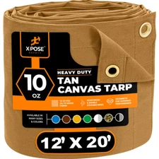 12' x 20' Tan Canvas Tarps 10oz
