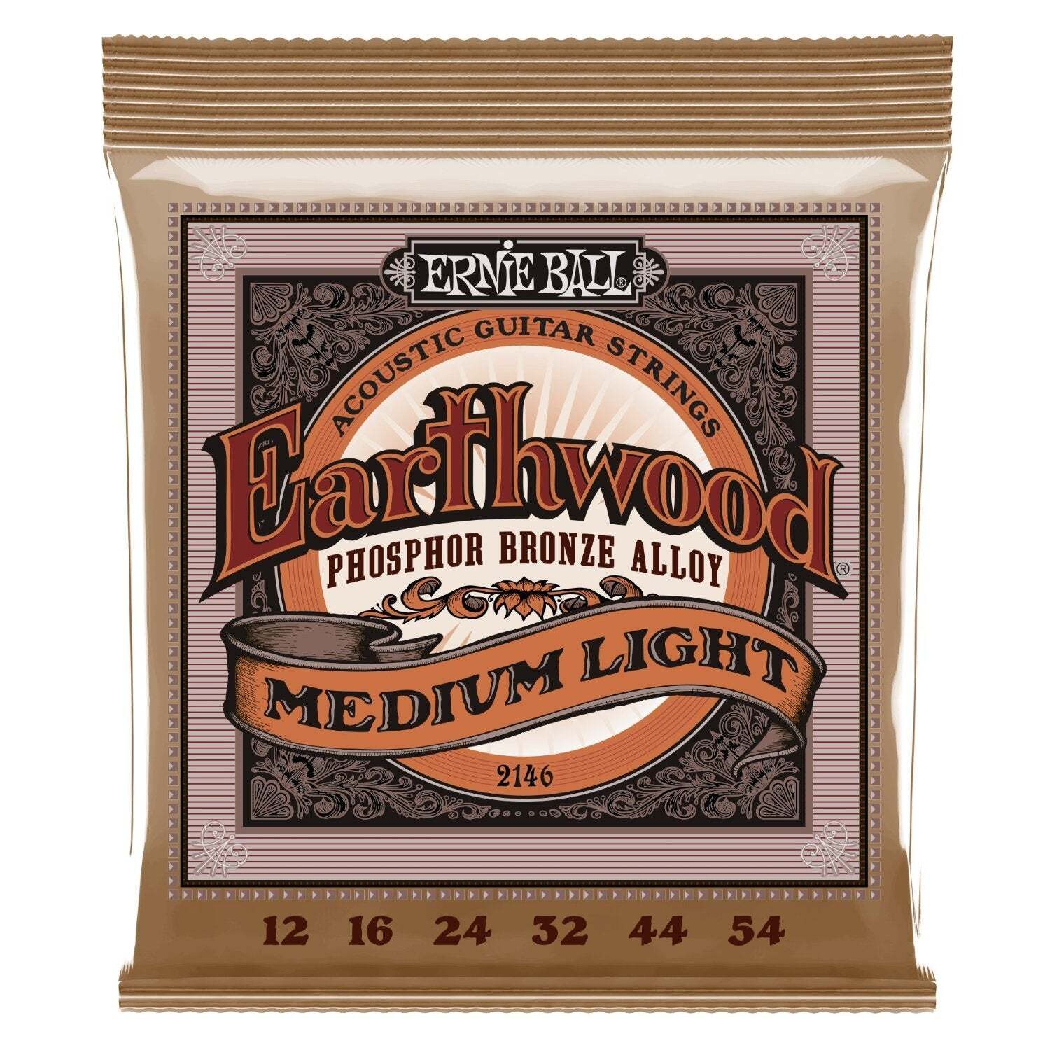 Набор акустических струн Ernie Ball 2146 Earthwood Medium Light из люминофорной бронзы 2190₽