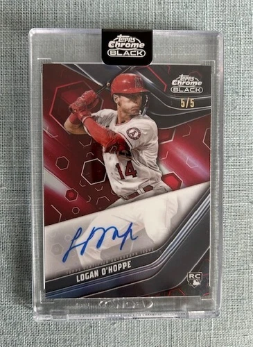 2023 Topps Chrome Black Logan O'Hoppe ROOKIE Red Auto 5/5  LA Angels