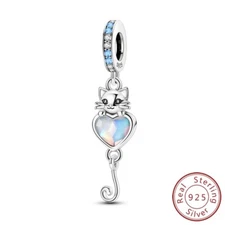 MULA 925 Sterling Silver DIY Charm CZ Cat Balloon For Women Bracelet Necklace
