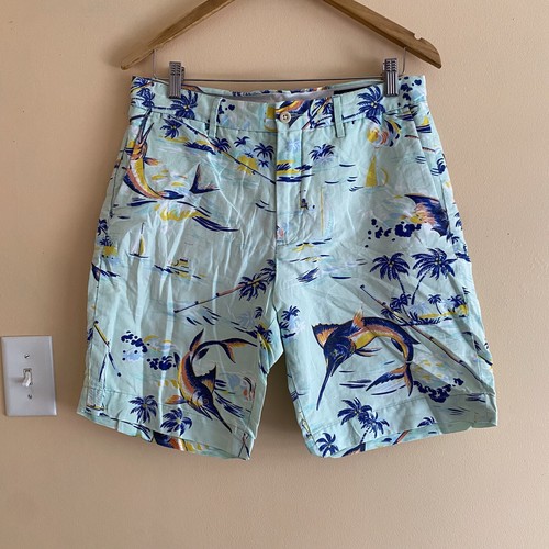 Polo Ralph Lauren Shorts Men 31 Tropical Print Linen Blend Old Money Preppy FLAW - Picture 2 of 15
