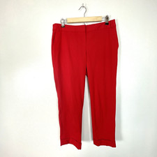 Express Editor Red Cropped Cuffed Dress Pants, Size 8