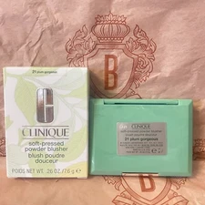 Clinique Soft-Pressed Powder Blusher in Plum Gorgeou .26 oz Full Size New in Box